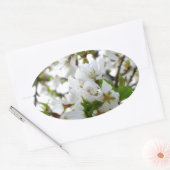 Sticker Ovale Elégante photo de fleurs florales blanches (Enveloppe)