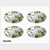 Sticker Ovale Elégante photo de fleurs florales blanches (Feuille)