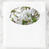 Sticker Ovale Elégante photo de fleurs florales blanches (Sac)