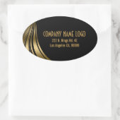 Sticker Ovale Élégantes bandes dynamiques Noir Et Or (Sac)