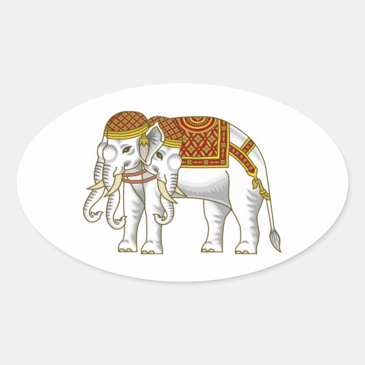 Sticker Ovale Elephant blanc thaïlandais Erawan (Devant)