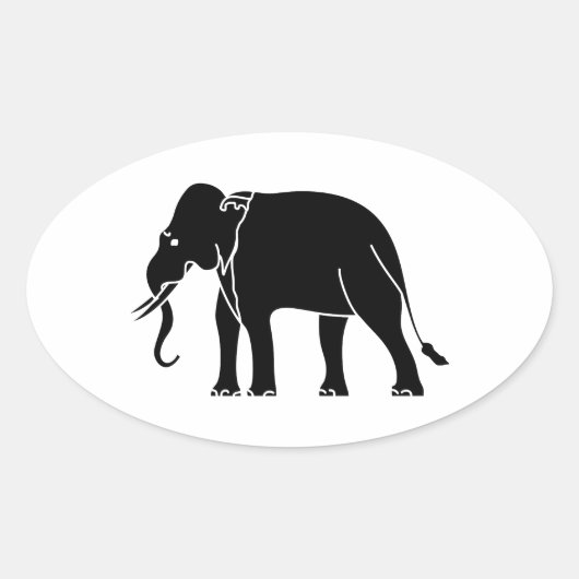 Sticker Ovale Éléphant de Siamese (Devant)