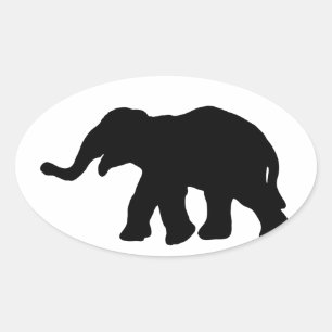 Sticker Ovale Eléphant noir