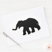 Sticker Ovale Eléphant noir (Enveloppe)