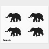 Sticker Ovale Eléphant noir (Feuille)
