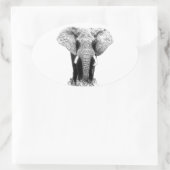Sticker Ovale Eléphant noir et blanc (Sac)
