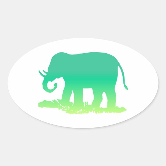 Sticker Ovale Eléphant vert (Devant)