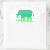 Sticker Ovale Eléphant vert (Sac)