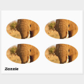 Sticker Ovale Éléphants (Feuille)