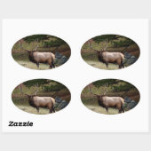 Sticker Ovale Elk dans le désert (Feuille)
