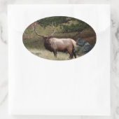 Sticker Ovale Elk dans le désert (Sac)