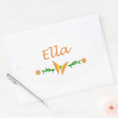 Sticker Ovale Ella (Papillon orange) (Enveloppe)