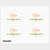 Sticker Ovale Ella (Papillon orange) (Feuille)