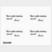 Sticker Ovale "Elle vous regarde complètement" - Bière (Feuille)