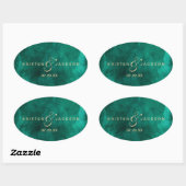 Sticker Ovale Emerald Green Aquarelle et Mariage Monogramme Or (Feuille)
