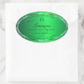 Sticker Ovale Emerald Green avec initiales de Parties scintillan (Sac)