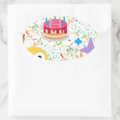 Sticker Ovale emoji anniversaire heureux (Sac)