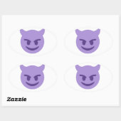 Sticker Ovale emoji diable (Feuille)