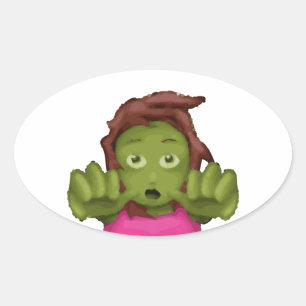 Sticker Ovale emoji zombie femme