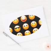 Sticker Ovale emojis noir (Enveloppe)