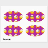 Sticker Ovale émoticône violette (Feuille)