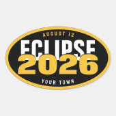 Sticker Ovale Emplacement de surveillance de l'éclipse 2026 pers (Devant)