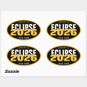 Sticker Ovale Emplacement de surveillance de l'éclipse 2026 pers