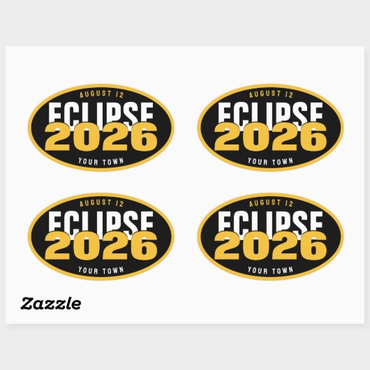 Sticker Ovale Emplacement de surveillance de l'éclipse 2026 pers (Feuille)