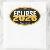 Sticker Ovale Emplacement de surveillance de l'éclipse 2026 pers (Sac)