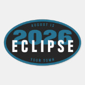 Sticker Ovale Emplacement de surveillance de l'éclipse de 2026 p (Devant)