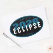 Sticker Ovale Emplacement de surveillance de l'éclipse de 2026 p (Enveloppe)