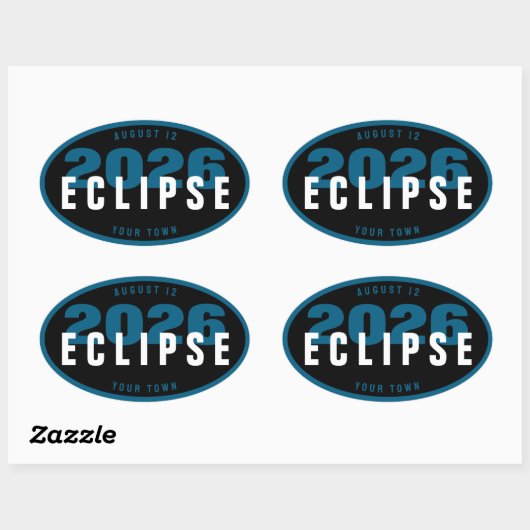 Sticker Ovale Emplacement de surveillance de l'éclipse de 2026 p (Feuille)