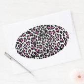 Sticker Ovale empreinte de léopard rose (Enveloppe)