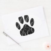 Sticker Ovale Empreinte de patte Chien Noir Avec Flouris Blanc (Enveloppe)