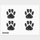 Sticker Ovale Empreinte de patte Chien Noir Avec Flouris Blanc (Feuille)