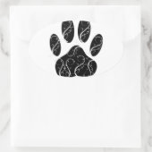 Sticker Ovale Empreinte de patte Chien Noir Avec Flouris Blanc (Sac)