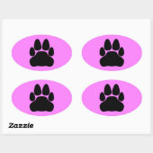 Sticker Ovale Empreinte de patte de chat noir (Feuille)