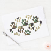 Sticker Ovale Empreinte de patte de chien Motif Camo (Enveloppe)
