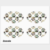 Sticker Ovale Empreinte de patte de chien Motif Camo (Feuille)