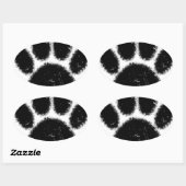 Sticker Ovale Empreinte de patte De Chien Rough Et Distressed (Feuille)