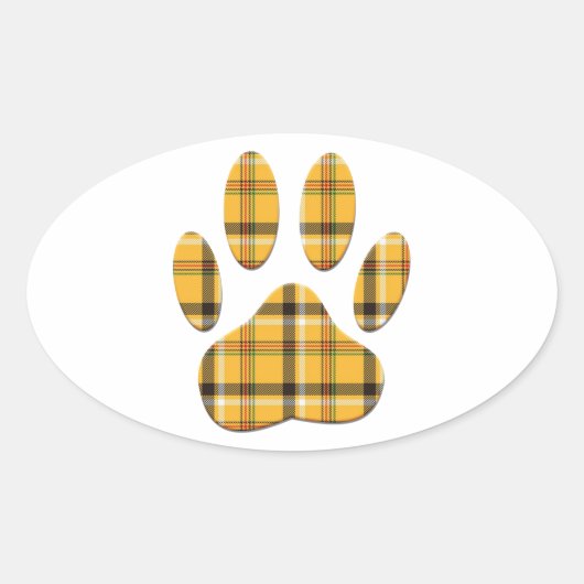 Sticker Ovale Empreinte de patte de chien Tartan (Devant)