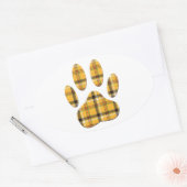 Sticker Ovale Empreinte de patte de chien Tartan (Enveloppe)