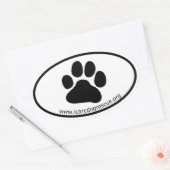 Sticker Ovale EMPREINTE DE PATTE de chiens Secourus ICARE (Enveloppe)