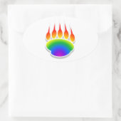 Sticker Ovale Empreinte de patte de l'ours arc-en-ciel (Sac)