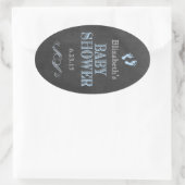 Sticker Ovale Empreintes baby shower Invité Favoriser Bleu (Sac)