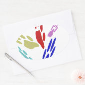 Sticker Ovale Empreintes de pattes de chiens avec Pois (Enveloppe)