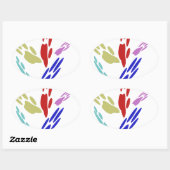 Sticker Ovale Empreintes de pattes de chiens avec Pois (Feuille)