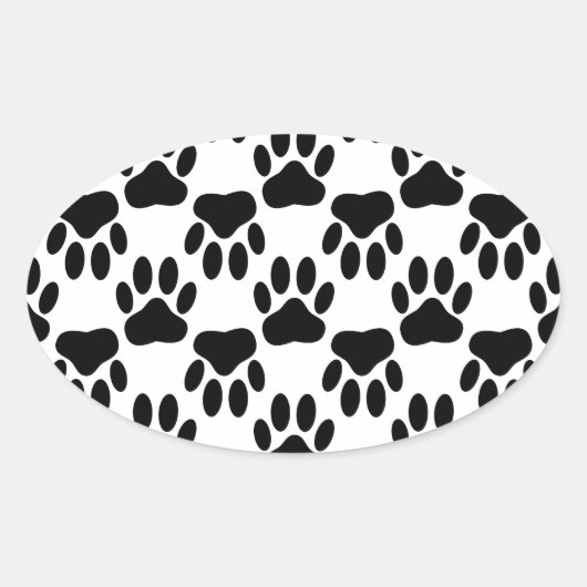 Sticker Ovale Empreintes de pattes de chiens haut et bas (Devant)