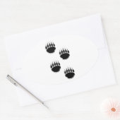 Sticker Ovale Empreintes de pattes de l'ours noir (Enveloppe)