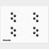 Sticker Ovale Empreintes de pattes de l'ours noir (Feuille)